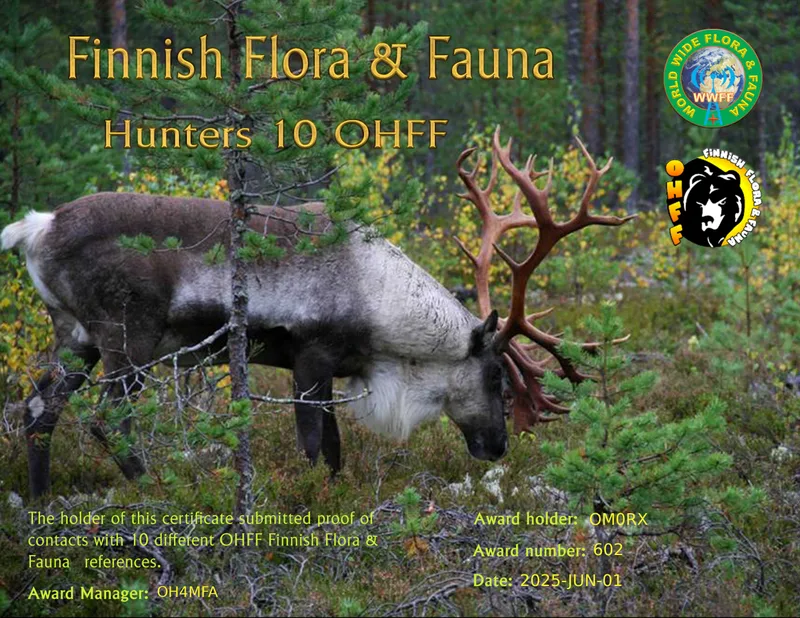 WWFF - Award OHFF-H-10 (Mixed/Mixed)